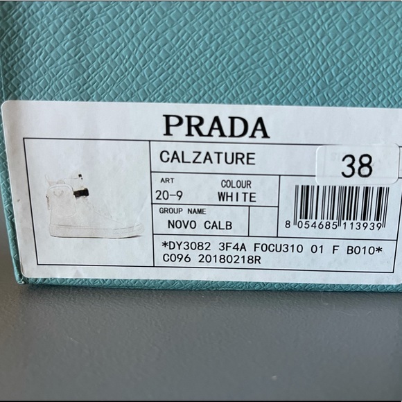 Prada White High Top Shoes w/ Bag - Picture 6 of 7